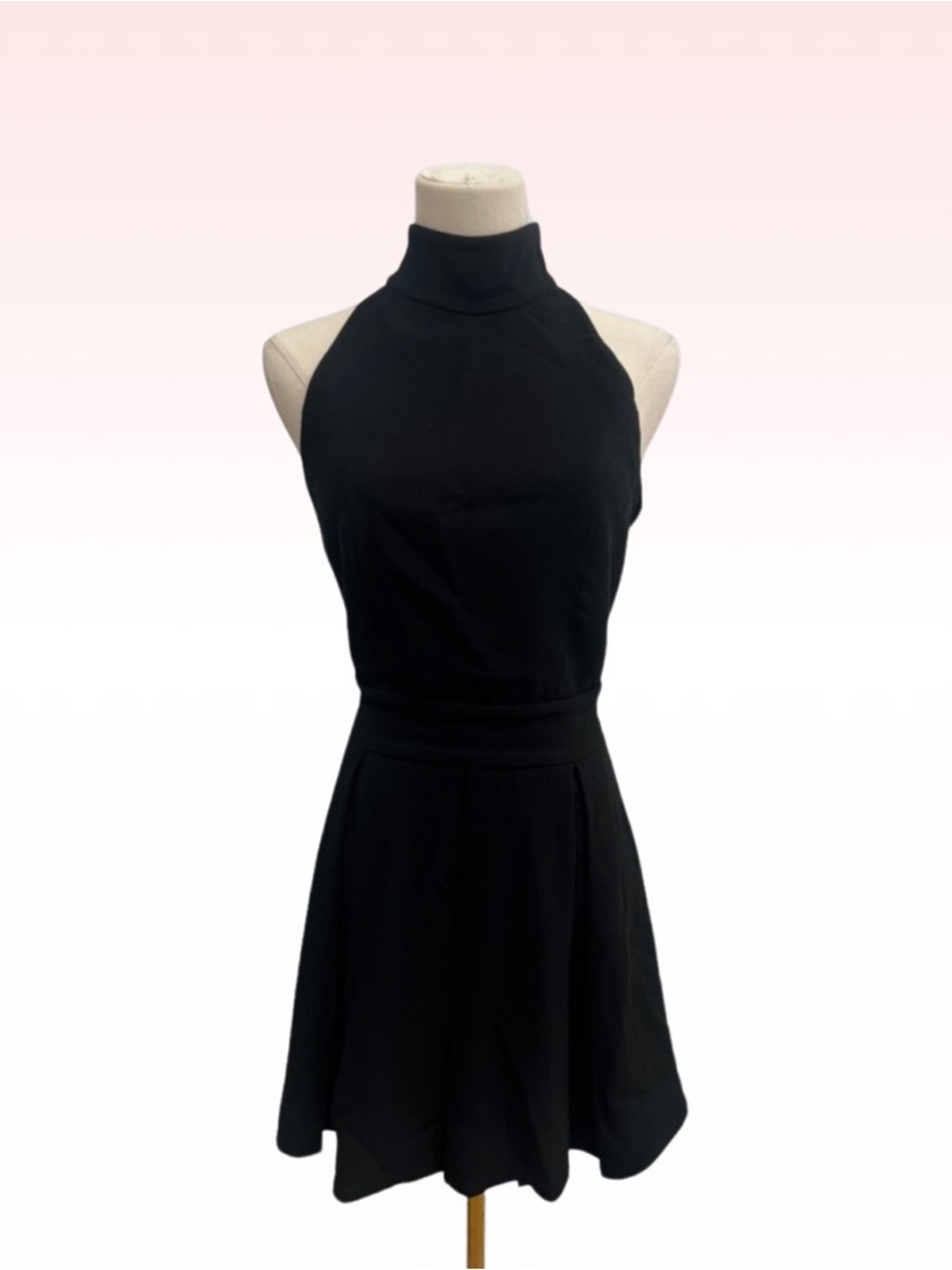 FOREIGN EXCHANGE Black Buckle Halter Neck Dress (Sz S)